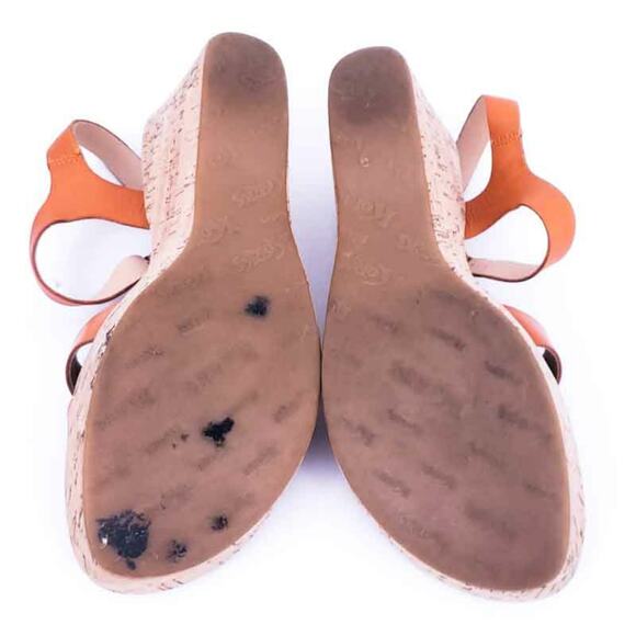 Korks by Kork Ease Leather Wedge Sandal 9M Open Toe, Ankle Strap, Orange Tan - Picture 2 of 6